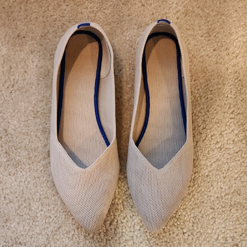 Frank Mully Pointed Knit Beige Flats